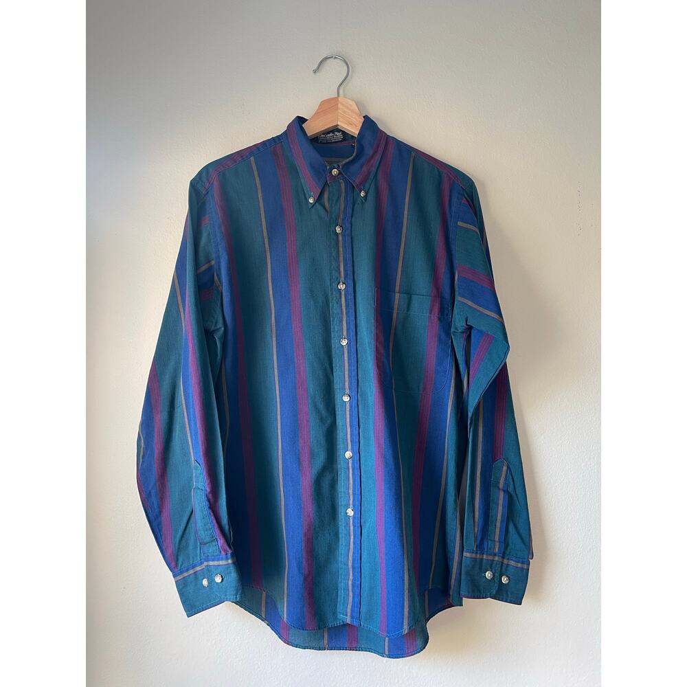 Thornhill Menswear 80s Retro Striped Western Button-Down – Men’s Medium